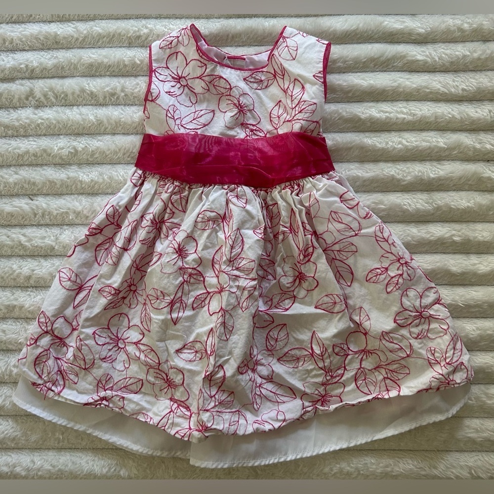GEORGE Baby Girl Pink/White Tie-Back Lined Sleeveless Dress- Size 24M